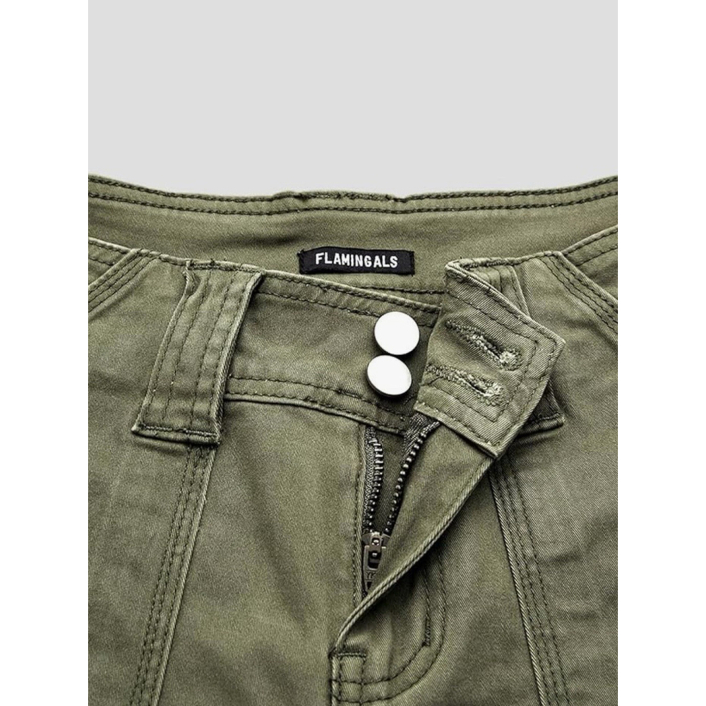 Wide Leg Utility Pants in Olive Green - Picture 5 of 12